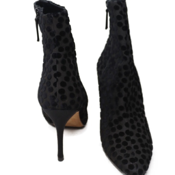 Manolo Blahnik Shoes - MANOLO BLAHNIK BLACK VELVET DOTTED BOOTIES SZ 41.5